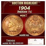 1904 Indian Cent . 1c ms66 rd SEGS