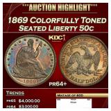 1869 Proof Seated Half Dollar Colorfully Toned 50c