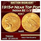 1915-p Gold Indian Quarter Eagle Near Top Pop! $2