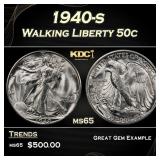 1940-s Walking Liberty Half Dollar 50c Grades ms65