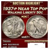 1937-p Walking Liberty Half Dollar Near Top Pop 50