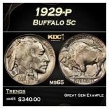 1929-p Buffalo Nickel 5c Grades ms65