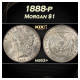 1888-p Morgan Dollar $1 Grades ms63+