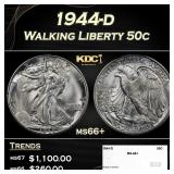 1944-d Walking Liberty Half Dollar 50c ms66+ SEGS