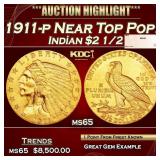 1911-p Gold Indian Quarter Eagle Near Top Pop! $2