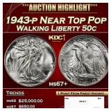 1943-p Walking Liberty Half Dollar Near Top Pop 50