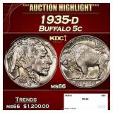 1935-d Buffalo Nickel 5c ms66 SEGS