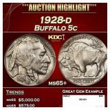 1928-d Buffalo Nickel 5c ms65+ SEGS