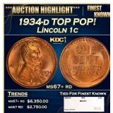 1934-d Lincoln Cent TOP POP! 1c ms67+ rd SEGS