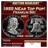 1955 Proof Franklin Half Dollar NEar Top Pop! 50c