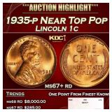 1935-p Lincoln Cent Near Top Pop 1c ms67+ rd SEGS