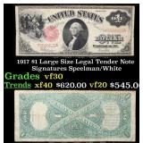 1917 $1 Large Size Legal Tender Note Grades vf++ S