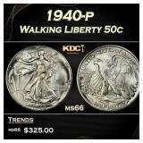 1940-p Walking Liberty Half Dollar 50c Grades ms66