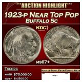 1923-p Buffalo Nickel Near Top Pop 5c ms67+ SEGS