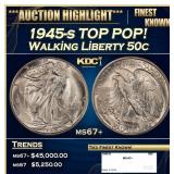 1945-s Walking Liberty Half Dollar TOP POP! 50c ms