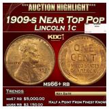 1909-s Lincoln Cent Near Top Pop 1c ms66+ rb SEGS