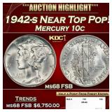 1942-s Mercury Dime Near Top Pop! 10c ms68 FSB SEG