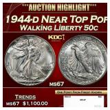 1944-d Walking Liberty Half Dollar Near Top Pop 50