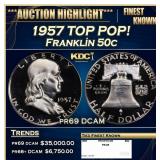 1957 Proof Franklin Half Dollar TOP POP! 50c pr69