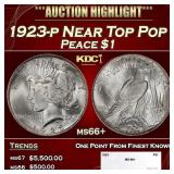 1923-p Peace Dollar Near Top Pop $1 ms66+ SEGS