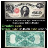 1917 $1 Large Size Legal Tender Note Grades Choice