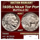 1935-d Buffalo Nickel Near Top Pop 5c ms67 SEGS