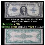 1923 $1 large size Silver Certificate Grades vf+ S