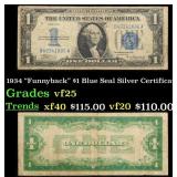 1934 $1 Blue Seal Silver Certificate "Funnyback" G