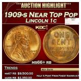1909-s Lincoln Cent Near Top Pop 1c ms66+ rb SEGS