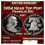 1954 Proof Franklin Half Dollar Near Top Pop! 50c
