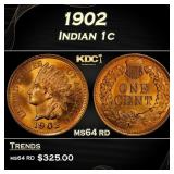1902 Indian Cent . 1c Grades ms64 rd