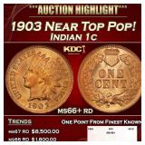 1903 Indian Cent Near Top Pop! 1c ms66+ rd SEGS