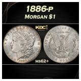1886-p Morgan Dollar $1 Grades ms62+