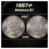 1887-p Morgan Dollar $1 Grades ms62