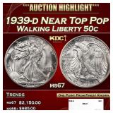 1939-d Walking Liberty Half Dollar Near Top Pop 50