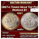 1887-o Morgan Dollar Toned Near Top Pop $1 ms65+ S