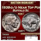 1938-d/d Buffalo Nickel Near Top Pop 5c ms67+ SEGS