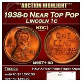 1938-d Lincoln Cent Near Top Pop 1c ms67+ rd SEGS