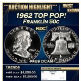1962 Proof Franklin Half Dollar TOP POP! 50c pr69