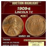 1909-s Lincoln Cent 1c ms62+ bn USCG