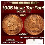 1905 Indian Cent Near Top Pop! 1c ms66 rd SEGS