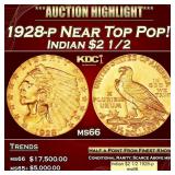 1928-p Gold Indian Quarter Eagle Near Top Pop! $2