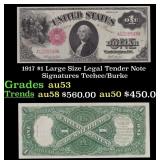 1917 $1 Large Size Legal Tender Note Grades Select