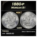 1880-p Morgan Dollar $1 Grades ms65