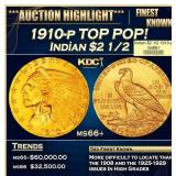 1910-p Gold Indian Quarter Eagle TOP POP! $2 1/2 m