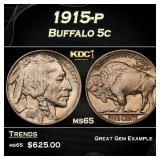 1915-p Buffalo Nickel 5c Grades ms65