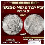 1923-d Peace Dollar Near Top Pop $1 ms66 SEGS