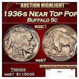 1936-s Buffalo Nickel Near Top Pop 5c ms67 SEGS