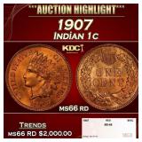 1907 Indian Cent . 1c ms66 rd SEGS