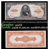 1922 $50 Large Size Gold Certificate Grades Select